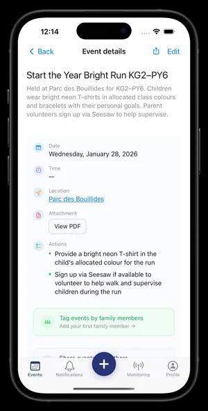 View full event details with PDF attachment