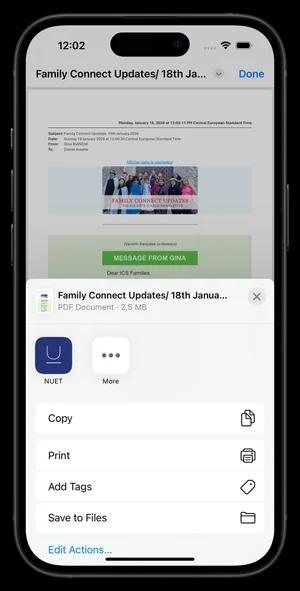 Share files directly to NUET from any app